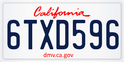 CA license plate 6TXD596