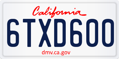 CA license plate 6TXD600