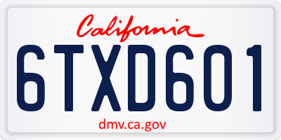 CA license plate 6TXD601