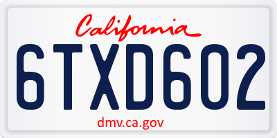 CA license plate 6TXD602