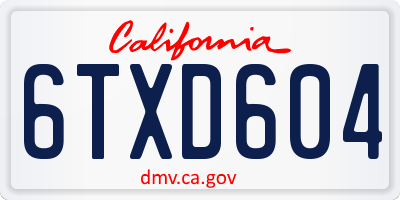 CA license plate 6TXD604