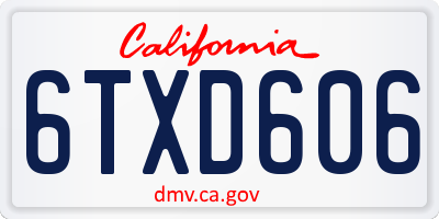 CA license plate 6TXD606