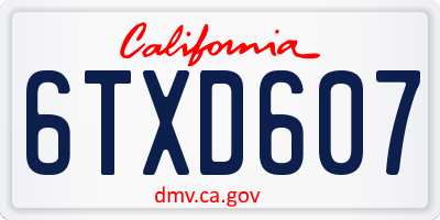 CA license plate 6TXD607