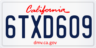 CA license plate 6TXD609