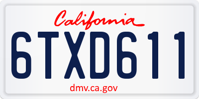 CA license plate 6TXD611