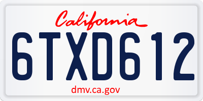 CA license plate 6TXD612