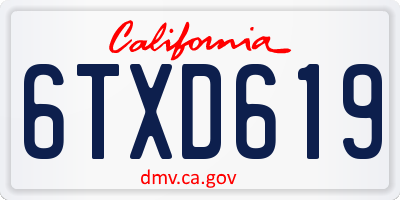 CA license plate 6TXD619