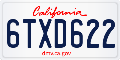 CA license plate 6TXD622