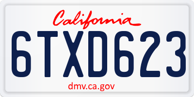 CA license plate 6TXD623
