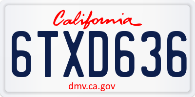 CA license plate 6TXD636
