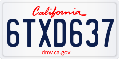 CA license plate 6TXD637