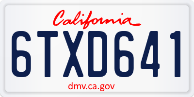 CA license plate 6TXD641