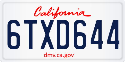 CA license plate 6TXD644