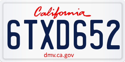 CA license plate 6TXD652