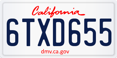 CA license plate 6TXD655