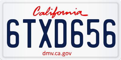 CA license plate 6TXD656