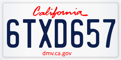 CA license plate 6TXD657