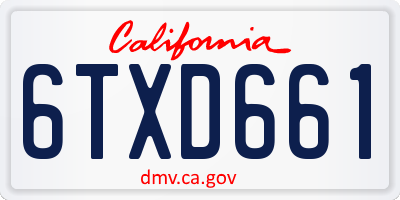 CA license plate 6TXD661