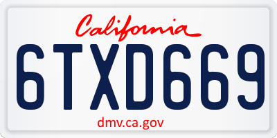 CA license plate 6TXD669