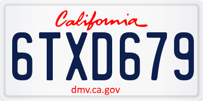 CA license plate 6TXD679