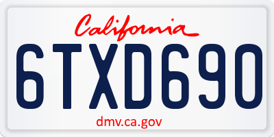CA license plate 6TXD690