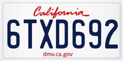 CA license plate 6TXD692
