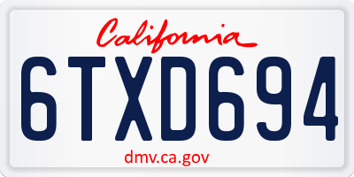 CA license plate 6TXD694