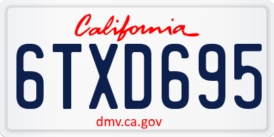 CA license plate 6TXD695