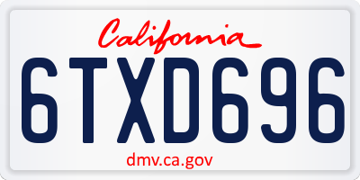 CA license plate 6TXD696