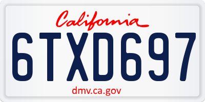 CA license plate 6TXD697