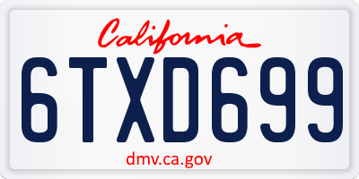 CA license plate 6TXD699