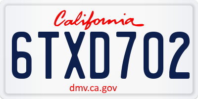 CA license plate 6TXD702
