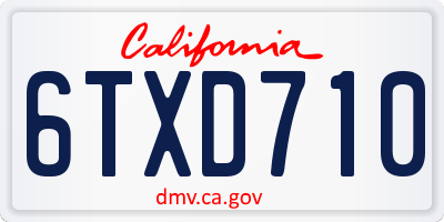 CA license plate 6TXD710