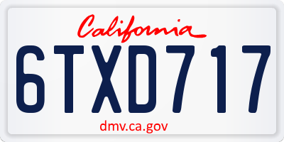 CA license plate 6TXD717