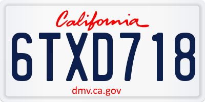 CA license plate 6TXD718