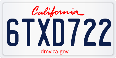 CA license plate 6TXD722