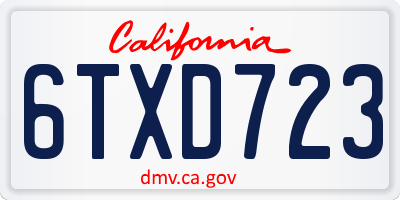CA license plate 6TXD723