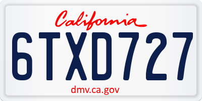 CA license plate 6TXD727