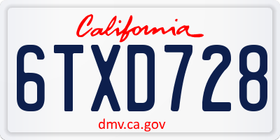 CA license plate 6TXD728