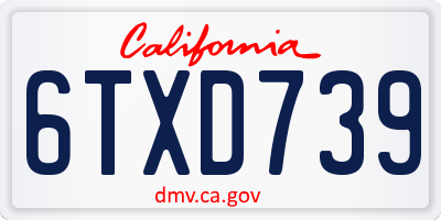CA license plate 6TXD739