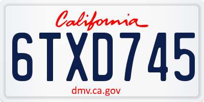 CA license plate 6TXD745