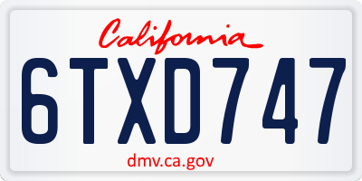 CA license plate 6TXD747