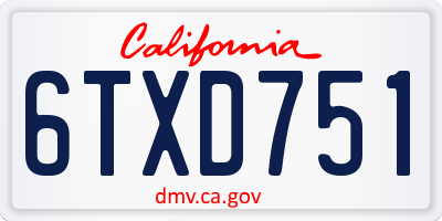 CA license plate 6TXD751
