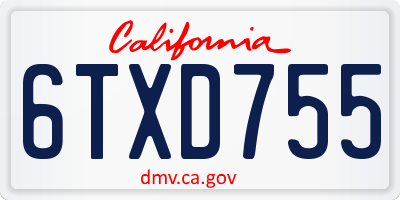 CA license plate 6TXD755
