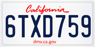 CA license plate 6TXD759