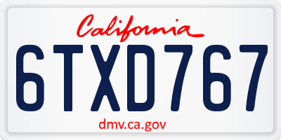 CA license plate 6TXD767