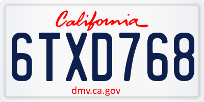 CA license plate 6TXD768