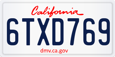 CA license plate 6TXD769