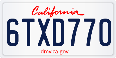 CA license plate 6TXD770