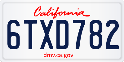 CA license plate 6TXD782